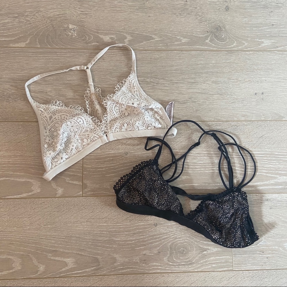 VS Victoria Secret Lace Bralette Set White & Black